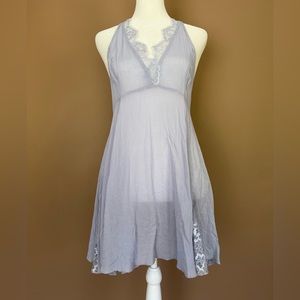 {Free People Intimately} Sleeveless Lace Slip Dress in Blue - Women's XS